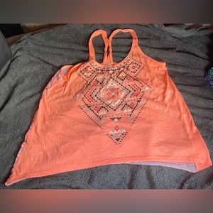 No Boundaries Orange Tank with Tribal Patterns Size 2x